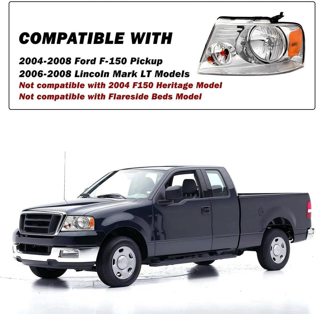 SOCKIR Headlight Assembly Compatible with 2004 to 2008 Ford F150