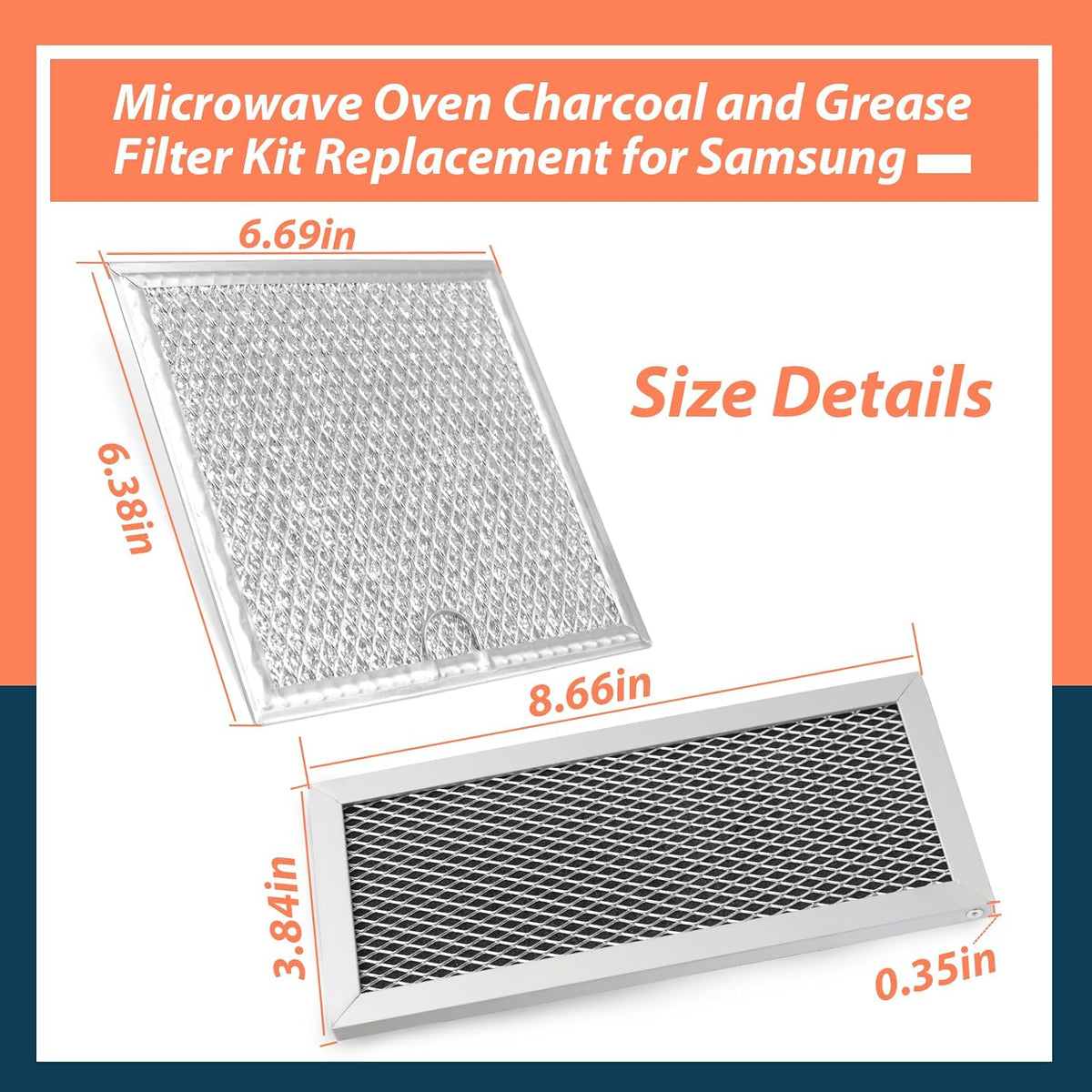 Microwave Oven Charcoal and Grease Filter Kit Replacement for Samsung Model ME19R7041FS/AA ME19R7041FT/AA ME19R7041FB ME19R7041FB/AA ME19R7041FS 4 Pack