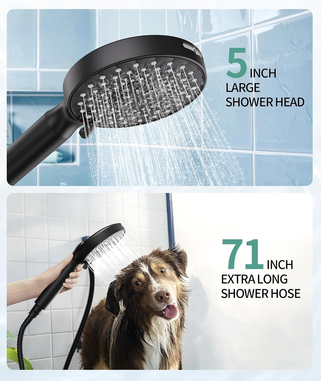 Filtered Shower Head with Handheld, High Pressure 9 Spray Mode Matte Black Showerhead with Filters, detachable shower