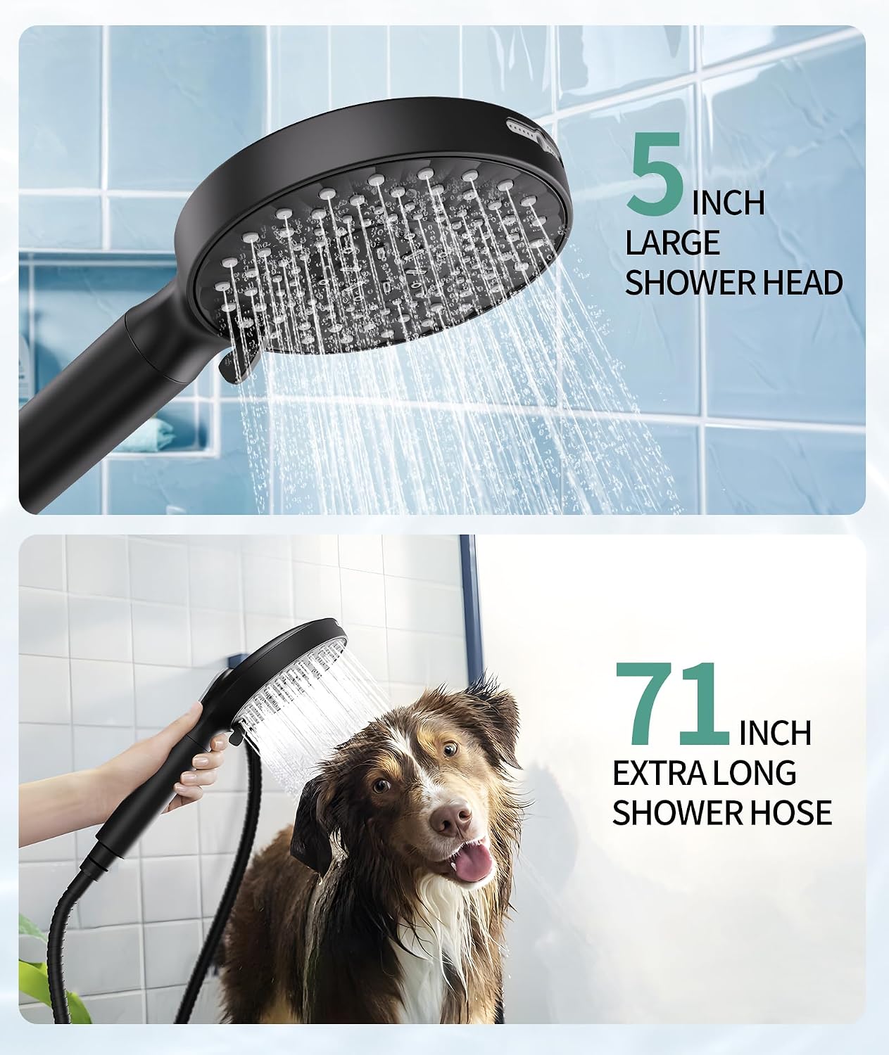 Filtered Shower Head with Handheld, High Pressure 9 Spray Mode Matte Black Showerhead with Filters, detachable shower