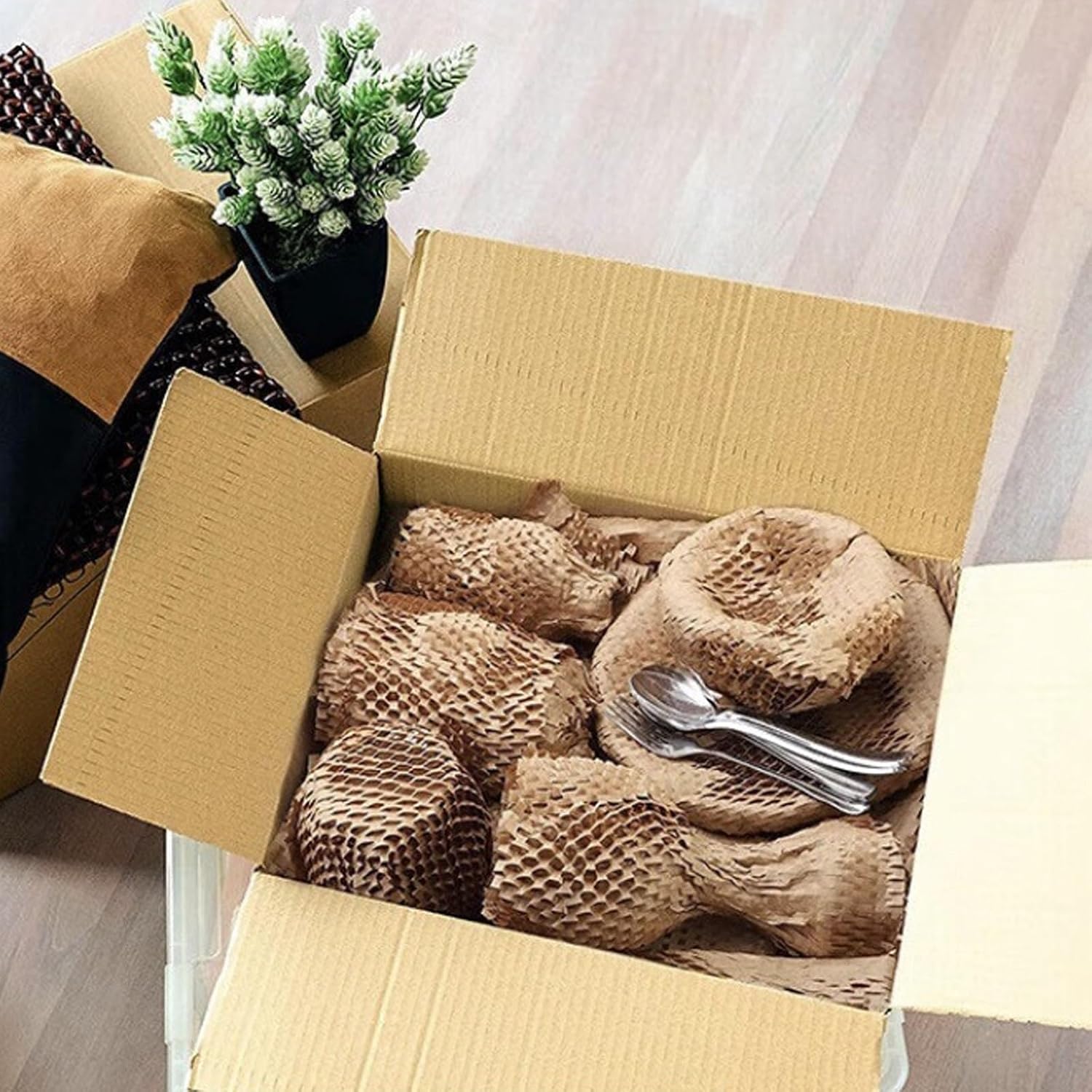 50 Sheets Honeycomb Packing Paper Expanded Size 12" × 16" Unexpanded Size 14.5" × 11" Bubble Cushioning Wrap for