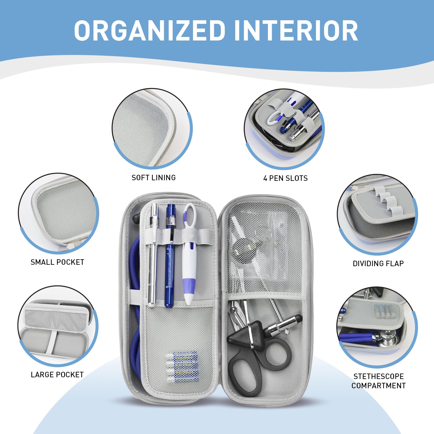 13 Pcs Stethoscope Case Kit, Supplies Inclued, Perfect Nurse Gift Include Stethoscope, Medical Scissors, Penlights