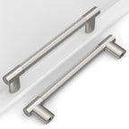 Brushed Nickel Knurled Cabinet Handles Kitchen Pulls 5 Inch 10 Pack