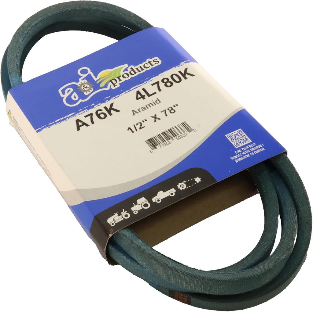 A&I A76K Premium Kevlar V-Belt - 1/2" Top Width, 78" Outside Circumference