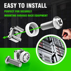 M6 x 16mm Rack Mount Cage Nuts, Screws and Washers - 50 Pack for Server Cabinets, Shelves, Routers - Self-Locking Cable Ties