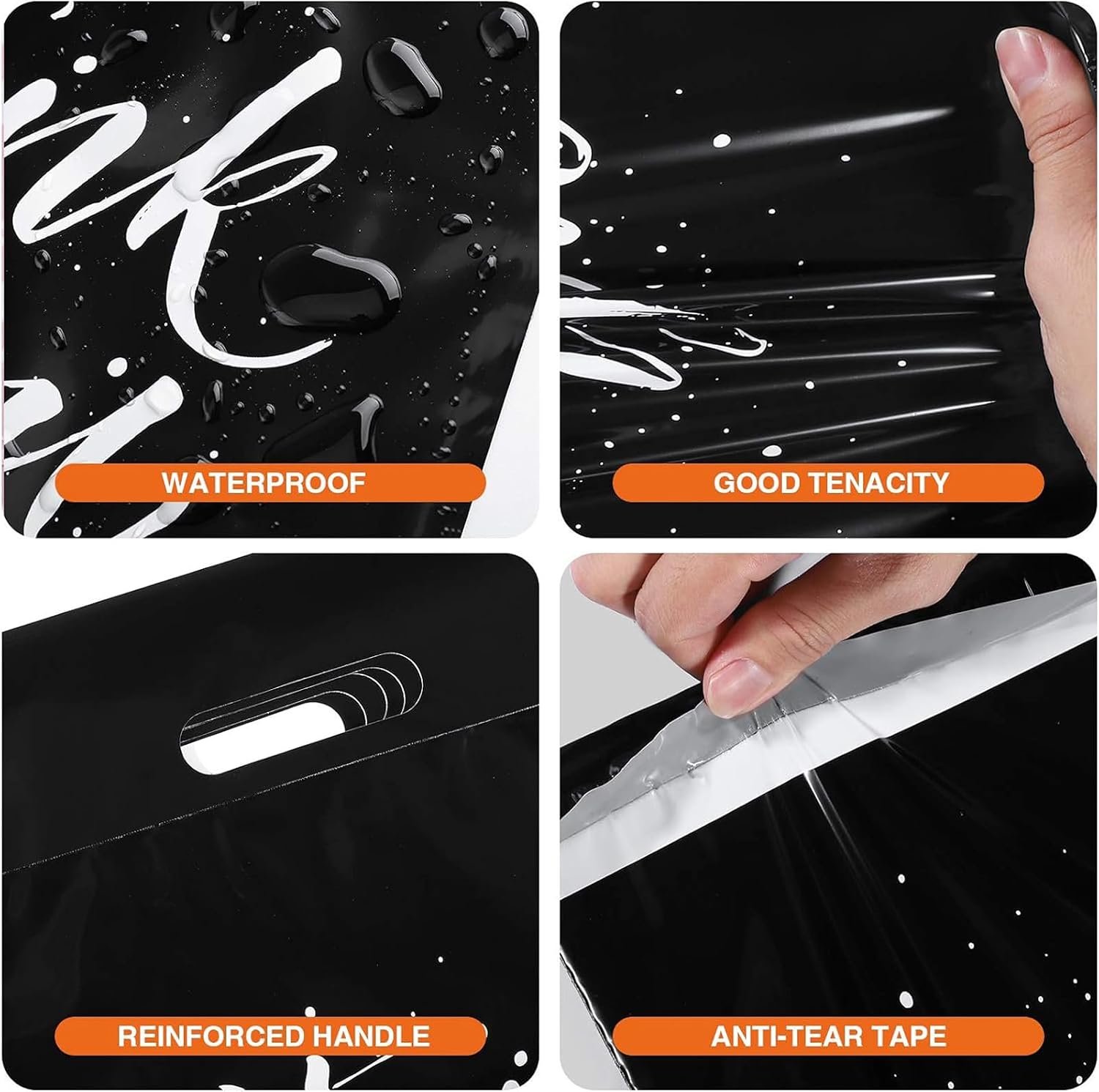Thank You Poly Mailers with Handle 12x15.5 100 Pcs Easy to Carry | Upgrade Design Shipping Bags Envelopes for Clothes