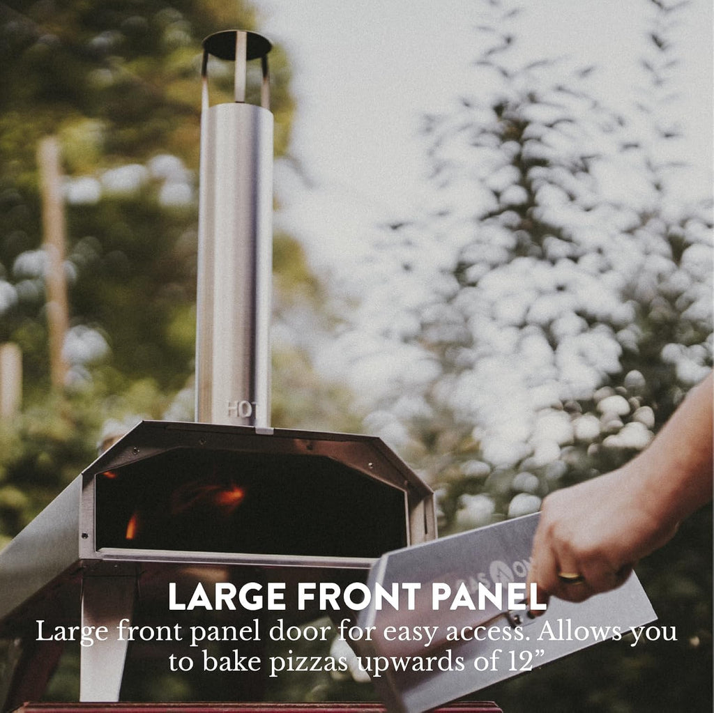 GasOne PZW-12A Pizza Ovens Wood Pellet 12” Pizza Oven Cooking Pizza Maker Portable Stainless Steel Pizza Grill