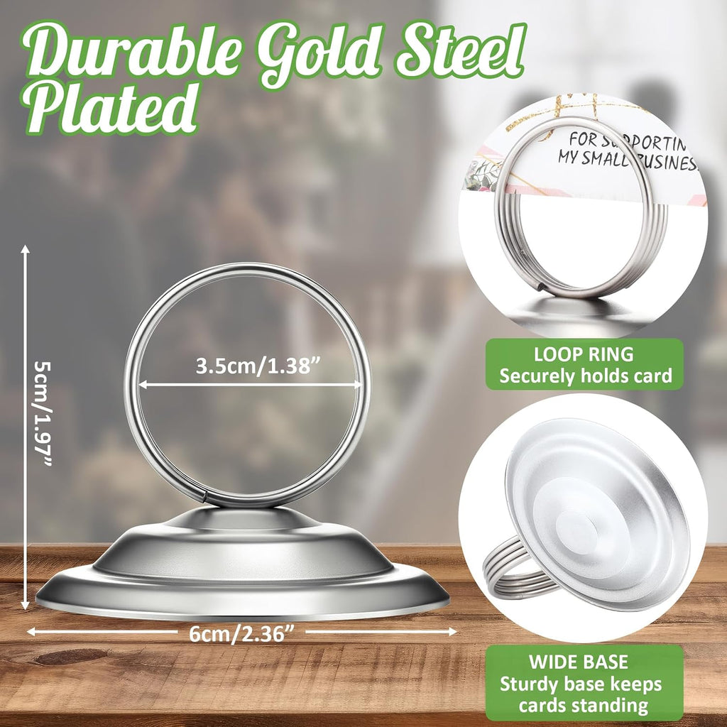24 Pcs Place Card Holders Table Number Stands,Matte Silver | Metal Ring Clips