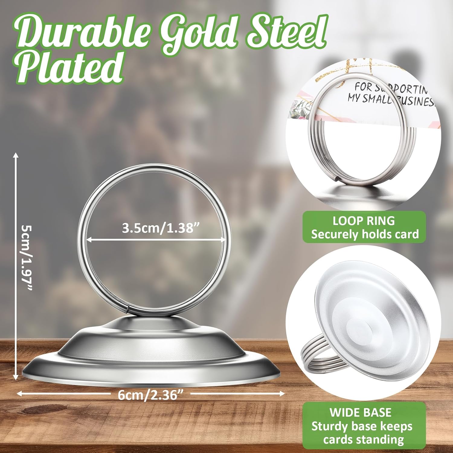 24 Pcs Place Card Holders Table Number Stands,Matte Silver | Metal Ring Clips