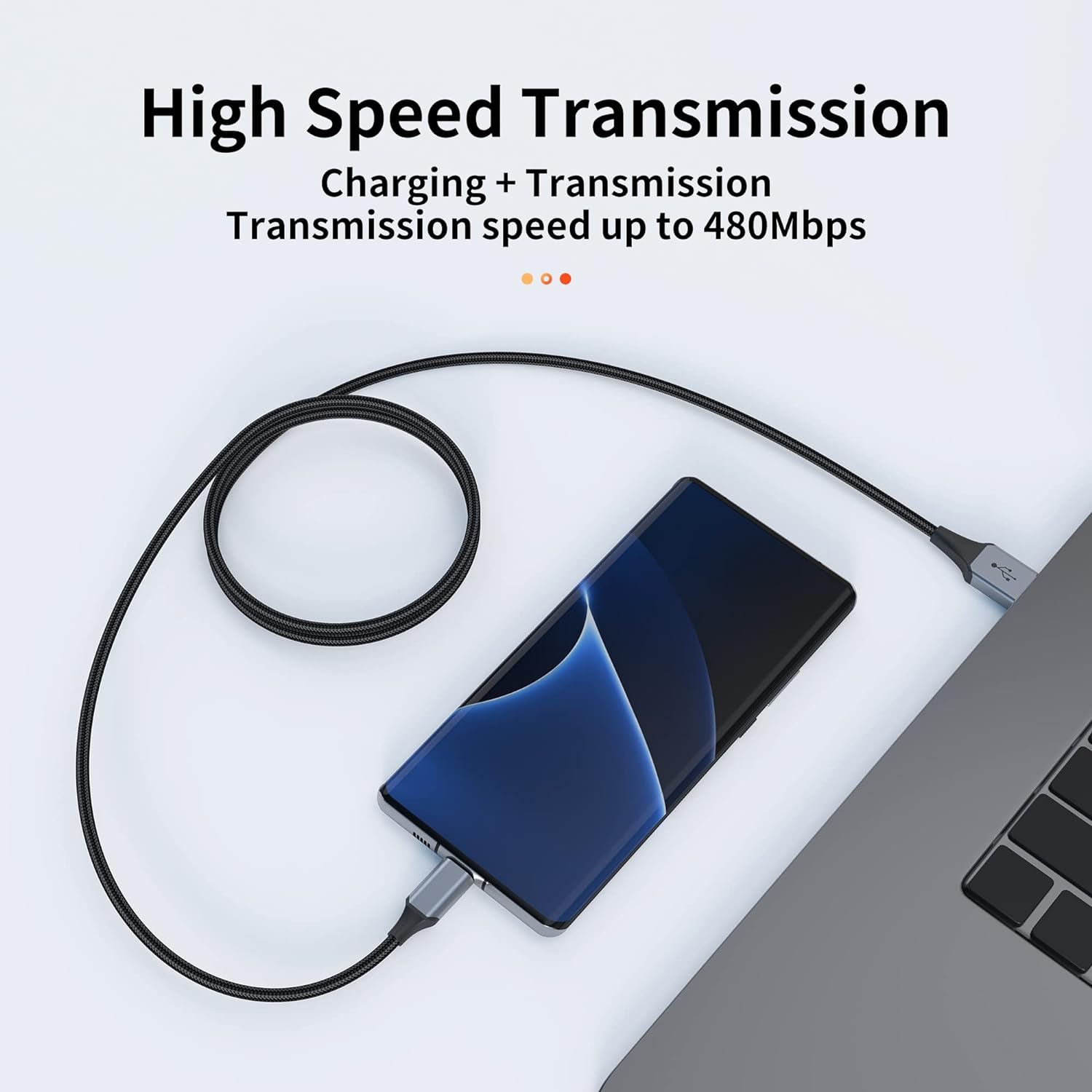 USB-C Cable 3-Pack (3ft/6ft/6ft), USB A to USB-C Fast Charging Cord, Nylon Braided, Compatible with 17/16/15 Pro Max