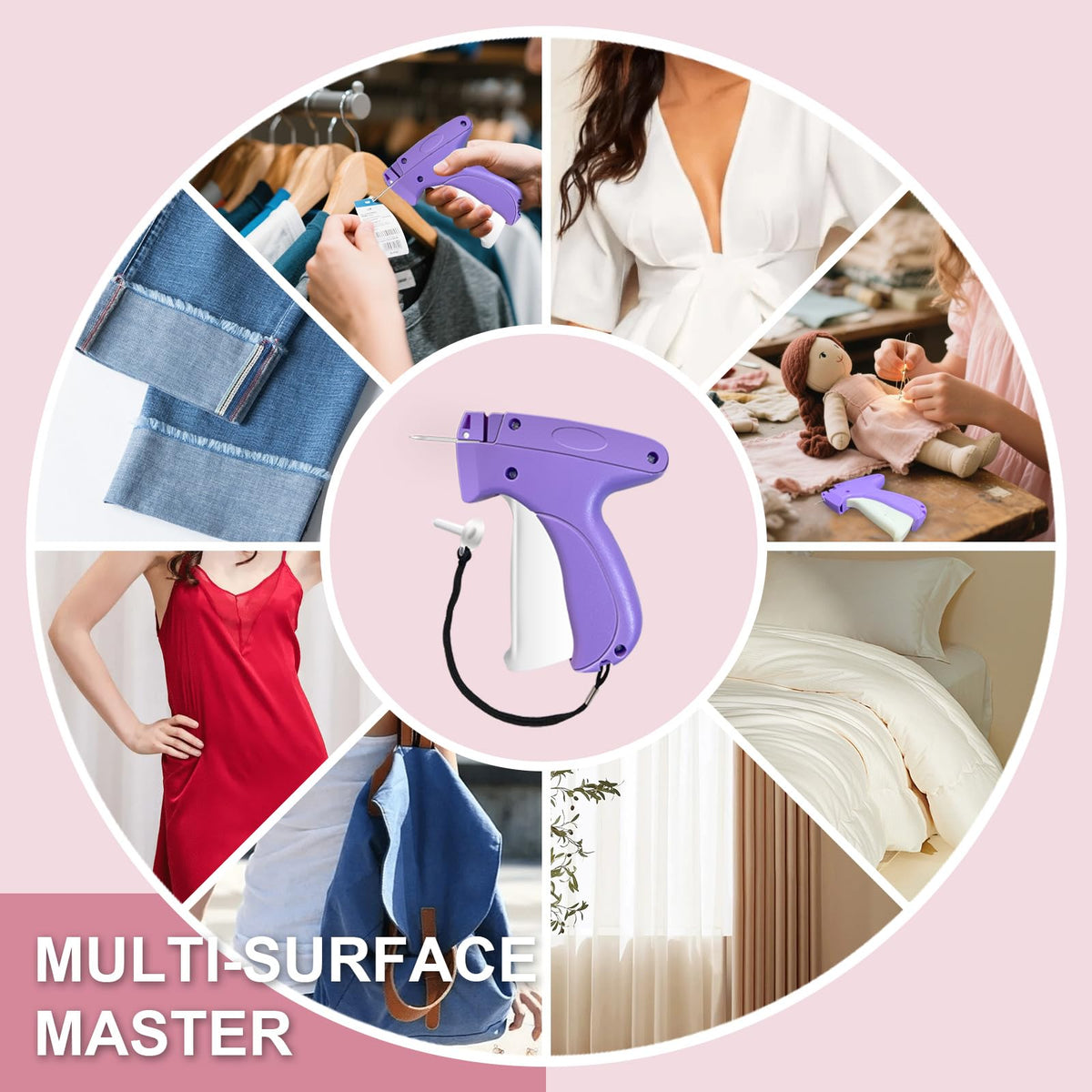 Stitch Gun for Clothes -Handheld Stitch Gun Quick Clothing Fixer - Mini Tag Gun - Includes 6 Fine Needles, 2000