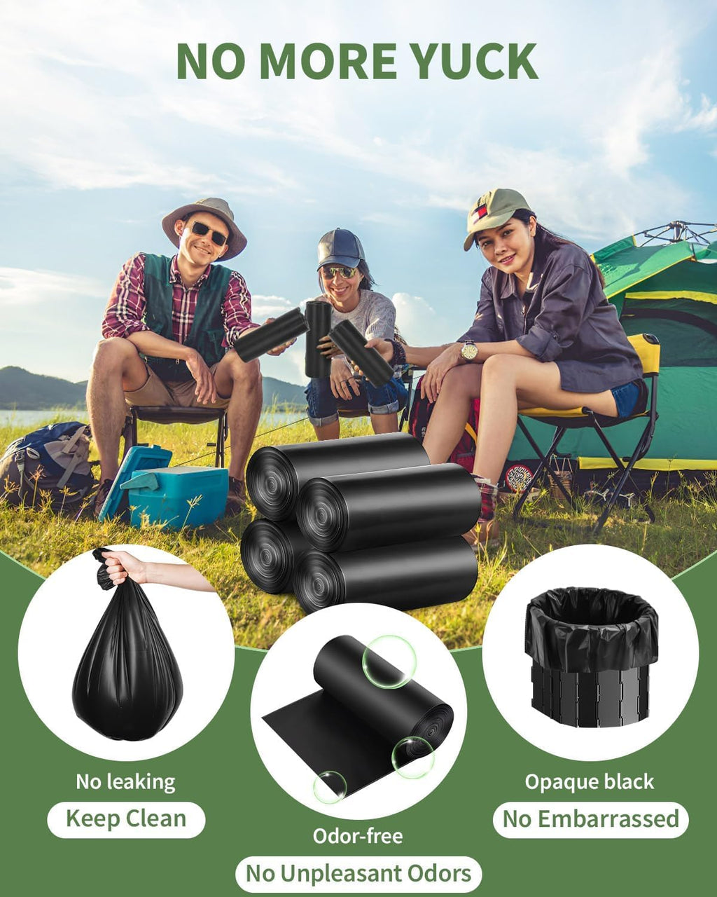 100 Portable Toilet Bags Thick Biodegradable Camping Toilet Bags for Portable Potty, 8 Gal Compost Toilet Waste Bag