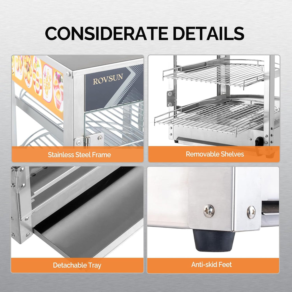 3-Tier Pizza Warmer Countertop, Commerical Food Warmer Display