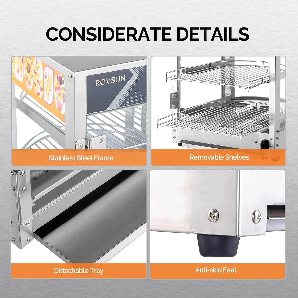 3-Tier Pizza Warmer Countertop, Commerical Food Warmer Display