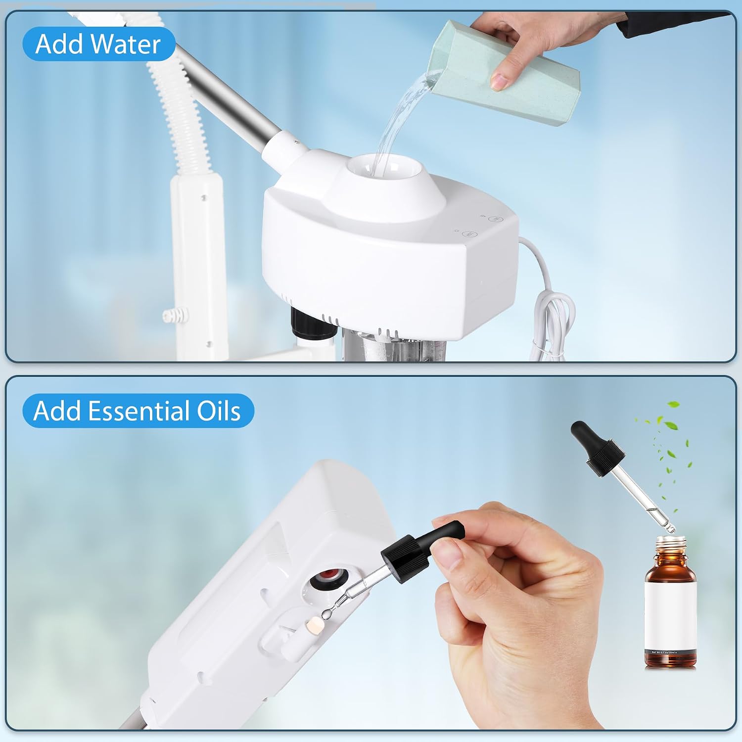 2 in 1 Facial Steamer 5X Magnifying Lamp - Hot Ozone Spa Machine, Mist Face Salon Beauty Skin Care Equipment