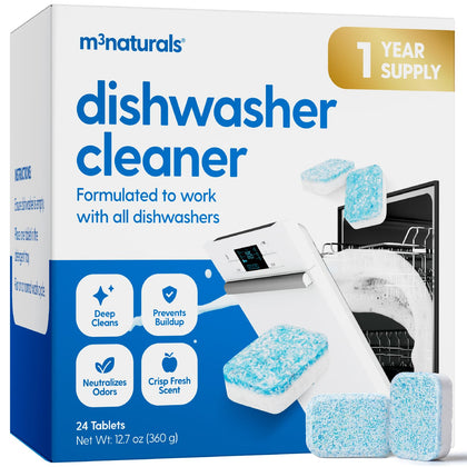 Dishwasher Cleaner & Deodorizer Tablets, Fresh Apple, 1-Year Supply by M3