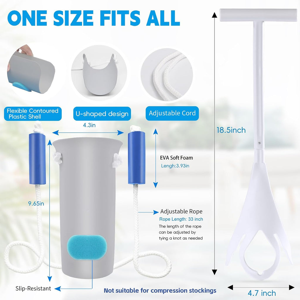 Sock Aid Kit, Sock Puller Aid Easy On and Off, Sock Assistant Device No Bending, Sock Aids for Putting On Socks and