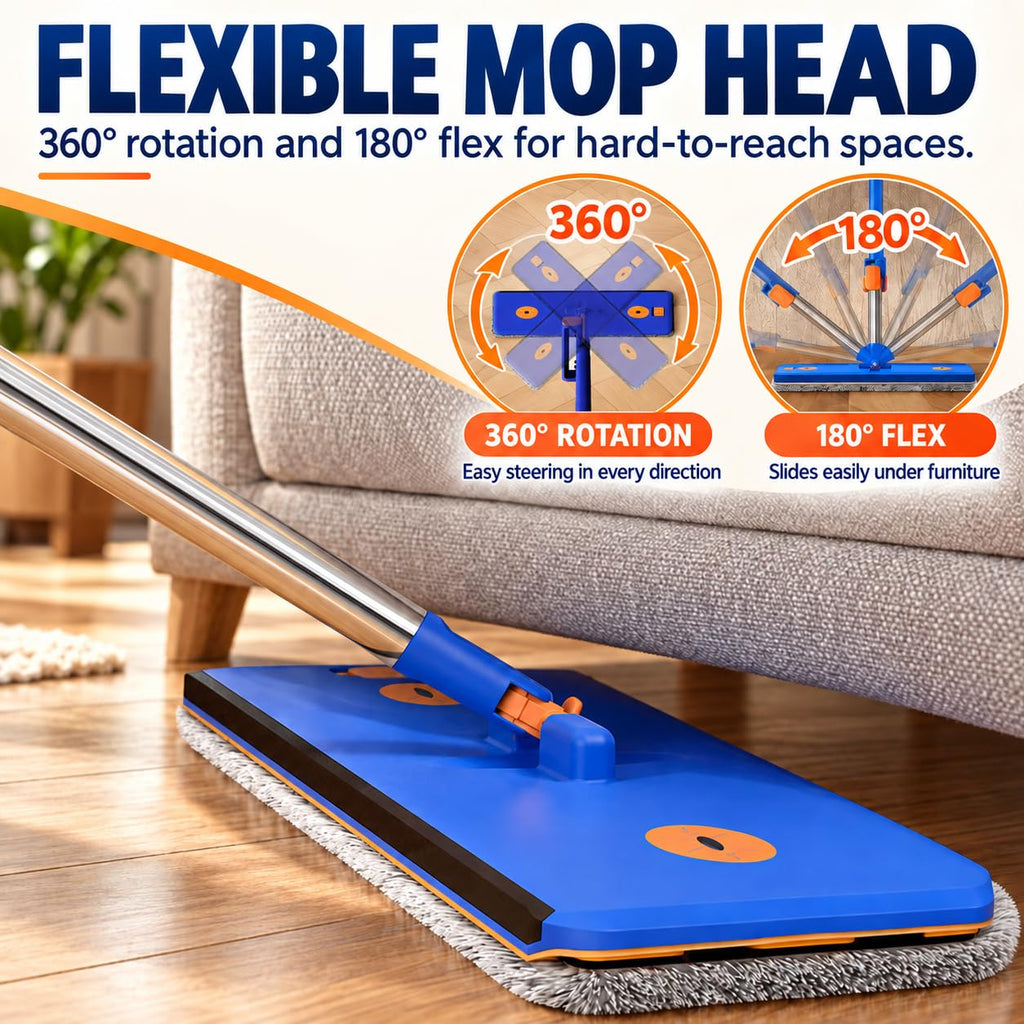 16.5" Self Wringing Flat Mop and Collapsible Bucket Set
