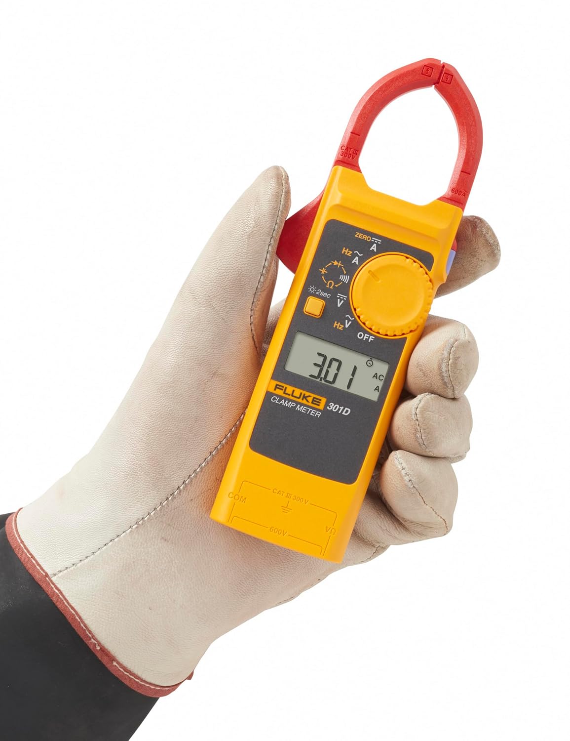 Fluke-301D/ESP, 600A AC/DC Clamp Meter with Slim Body and Thin Jaw Arm