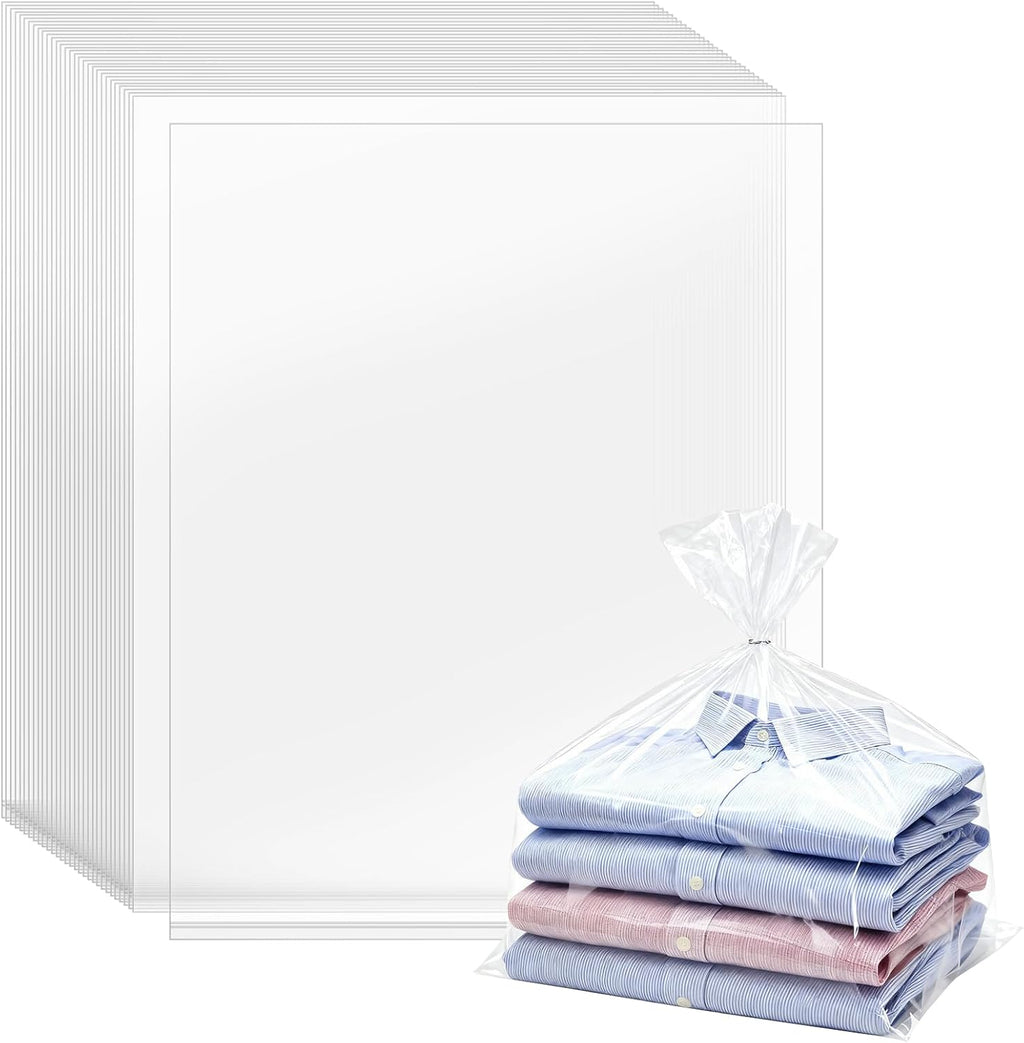 100 Pack 16 x 20 inch 1 Mil Clear Plastic Flat Poly Bags