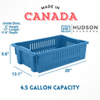 Hudson Exchange 20 x 13 x 5.6" (4 Pack, 4.5 Gallon) Agricultural Nest and Stack Vented Crate Handled Storage