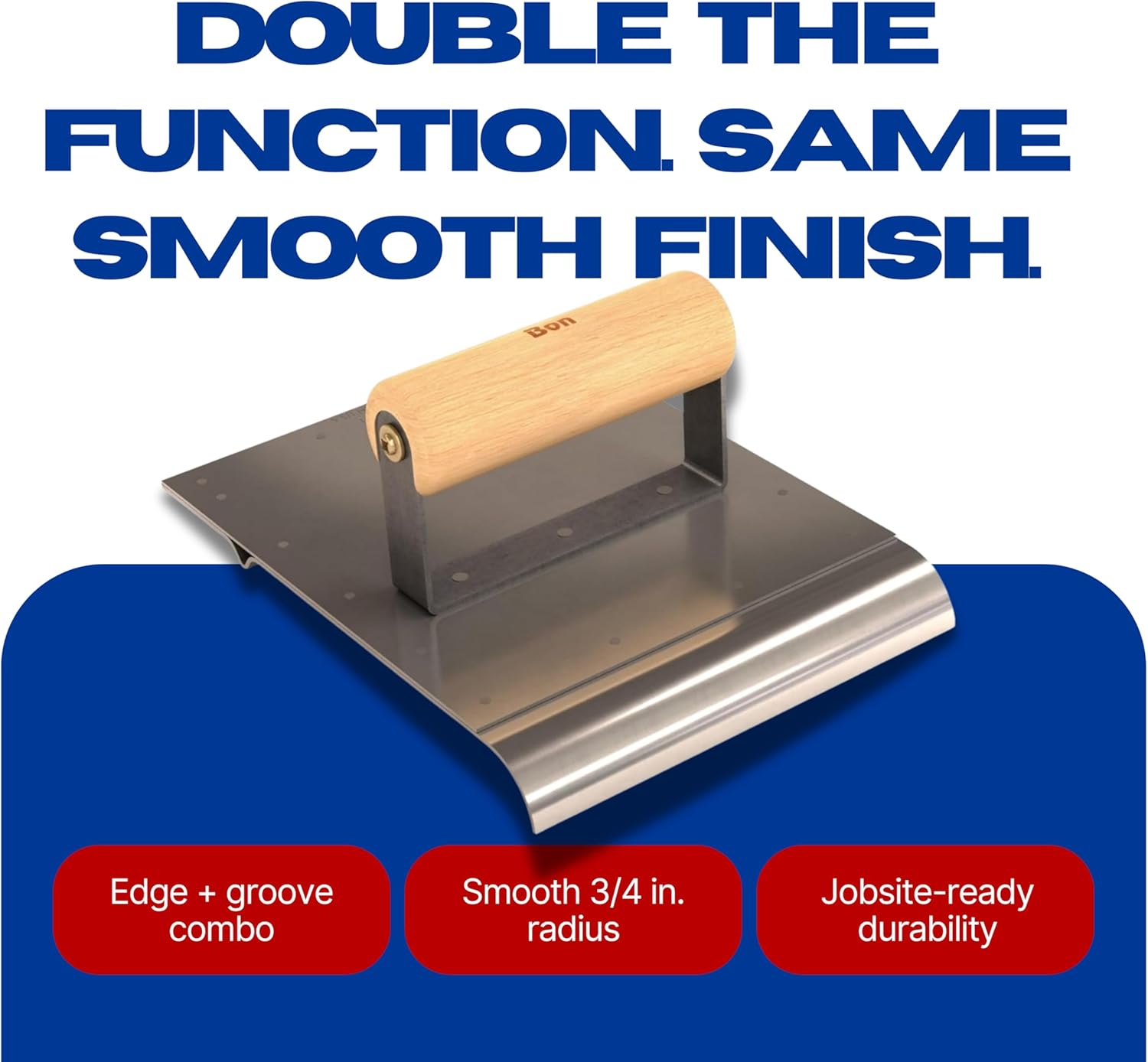 Edger Groover Concrete Tool 6 in. x 8 in. 1/4 in. Bit 3/4 in. Radius Wood Wave Handle Combination Curb Edger and