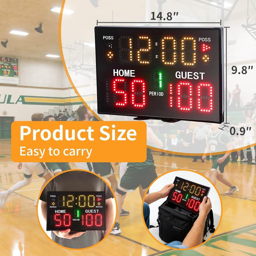 Ultra-Bright LED Scoreboard, Digital Scoreboard with Remote, Portable Electronic Score Keeper, Basketball Score