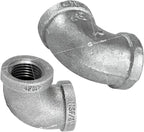 SUPPLYGIANT GMNL0012-10, 1/2 Inch 90 Degree Elbow, Malleable Iron Threaded Pipe Fitting, Galvanized (Pack Of 10)