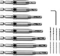 Werkzeug Self Centering Hinge Tapper Core Drill Bit Set for Woodworking, Adjustable Door Window Drill Bits with 1 Hex Key & 8 Replacement Drill Bits (5/64-1/4 Inches), 16 Pieces