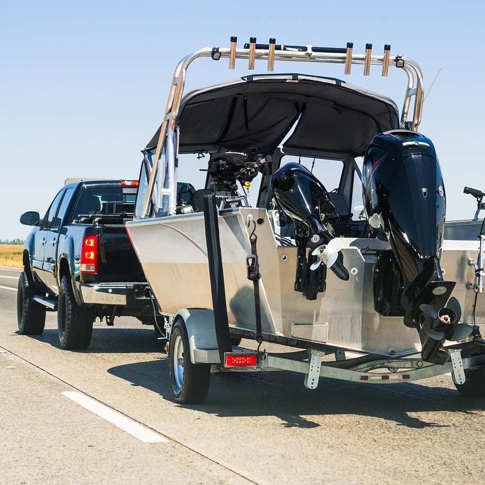 Retractable Transom Boat Tie Down Straps Boat Trailer Tie Down Strap 1x43-Inch, 2500lbs Break Strength with Quick Release Lock (Retractable)