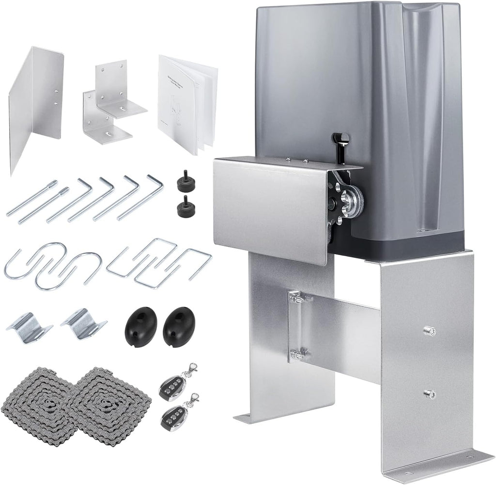 1800 lb Automatic Sliding Gate Opener with 2 Remote Controls, Electric Rolling Driveway Slide Gate Motor, Complete