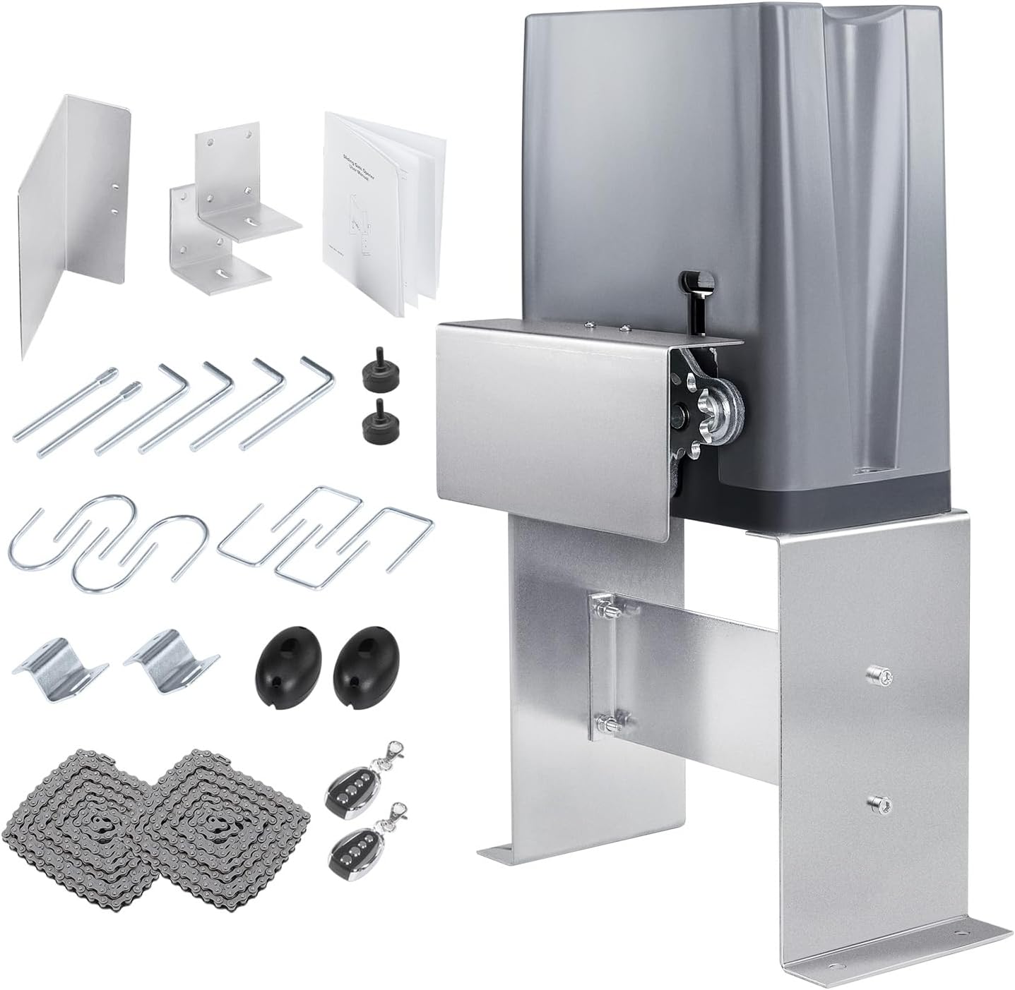 1800 lb Automatic Sliding Gate Opener with 2 Remote Controls, Electric Rolling Driveway Slide Gate Motor, Complete