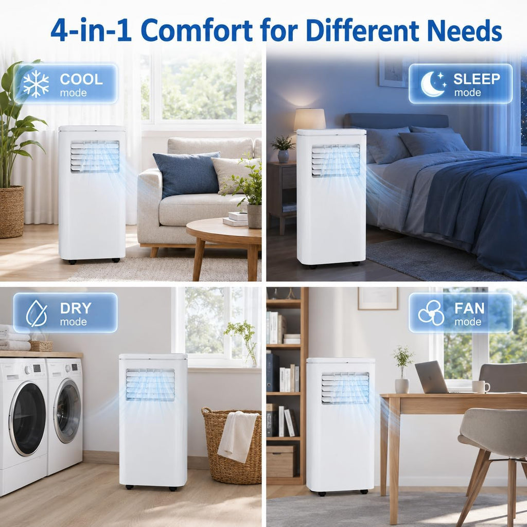 Portable Air Conditioners, Air Conditioners 10,000 BTU 4-in-1 Quiet AC Unit with Cool, Fan, Dehumidifier, Sleep