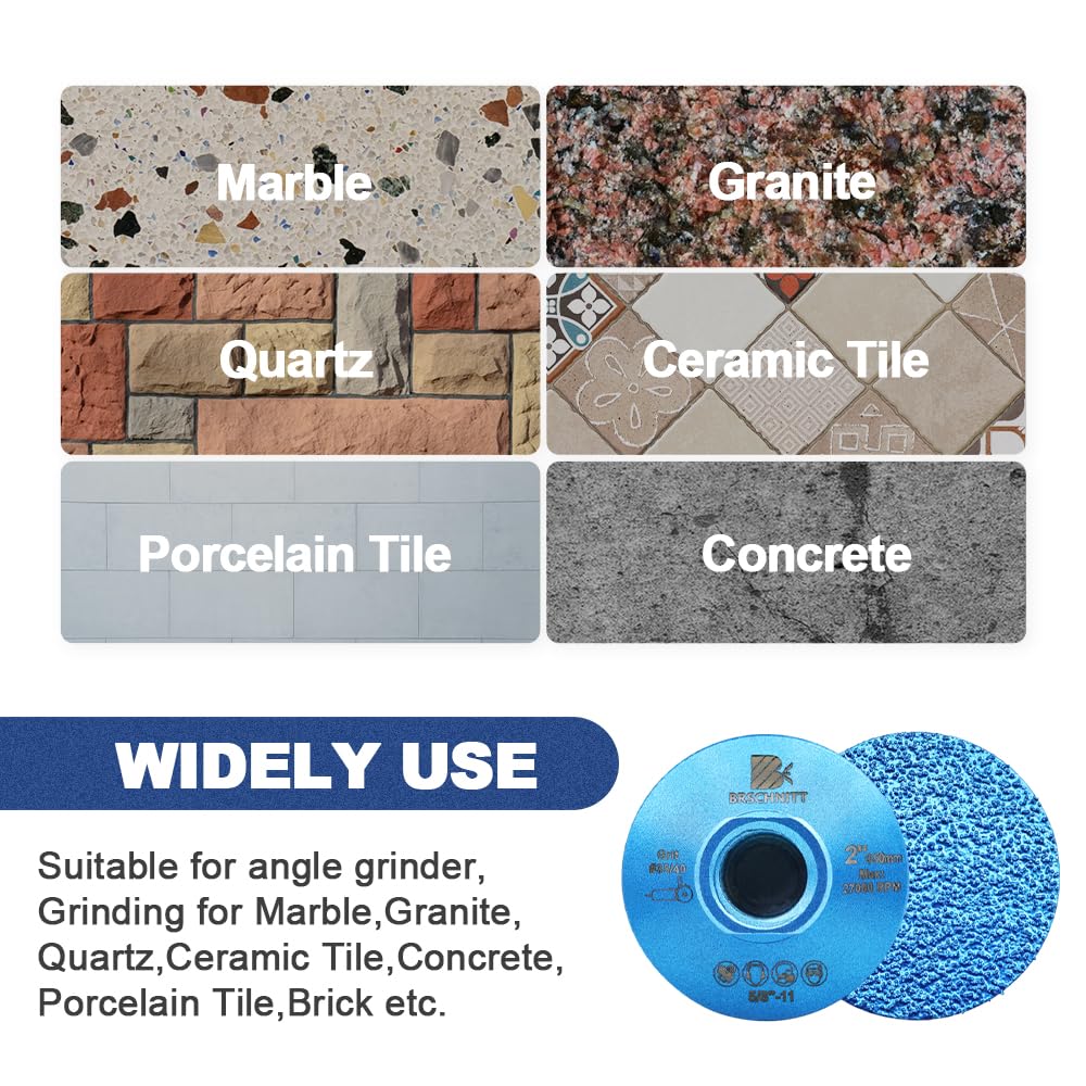 2" Diamond Grinding Wheel #35/40 - for Grinding Shaping Polishing and Cleaning Tile Granite Marble Masonry Brick for 5/8"-11 Angle Grinder