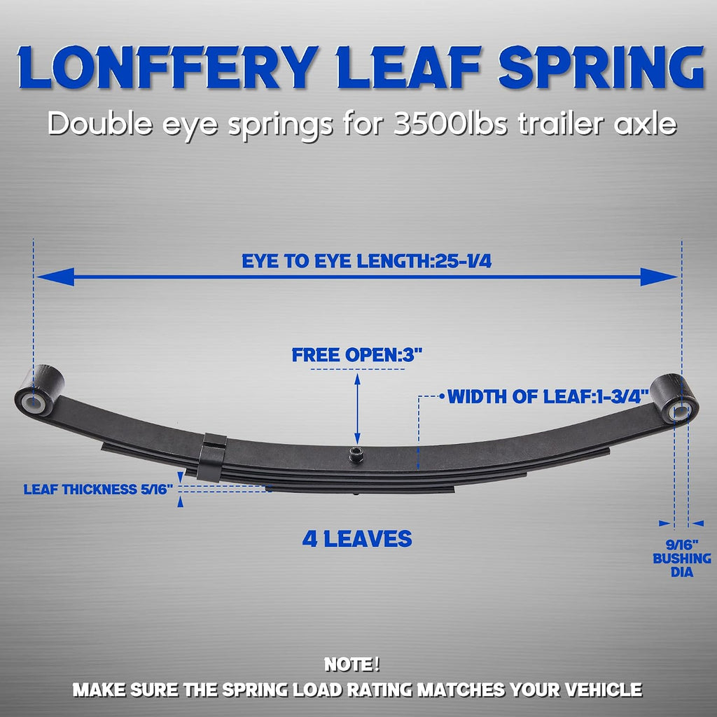 3500lb Tandem Trailer Leaf Spring Kit with 5-1/2" U-Bolts