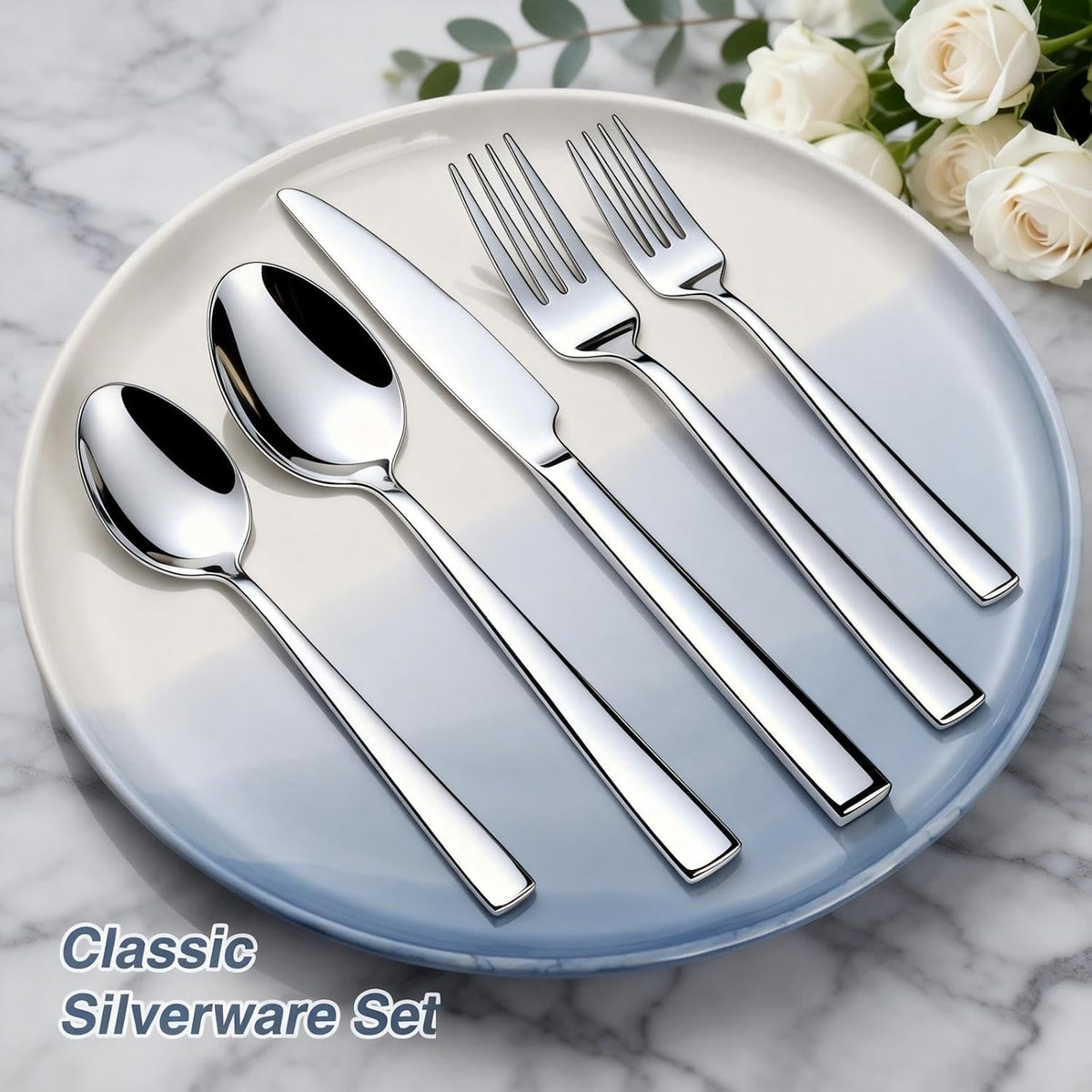 60 Piece Silverware Set, Stainless Steel Flatware Set for 12
