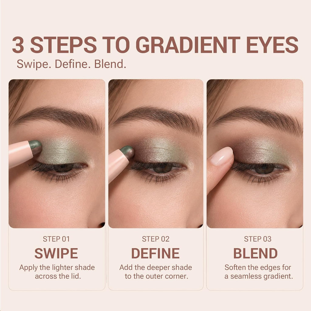 Eyeshadow Stick.Two Tone Glitter Eyeshadow Stick.Earthy Sage