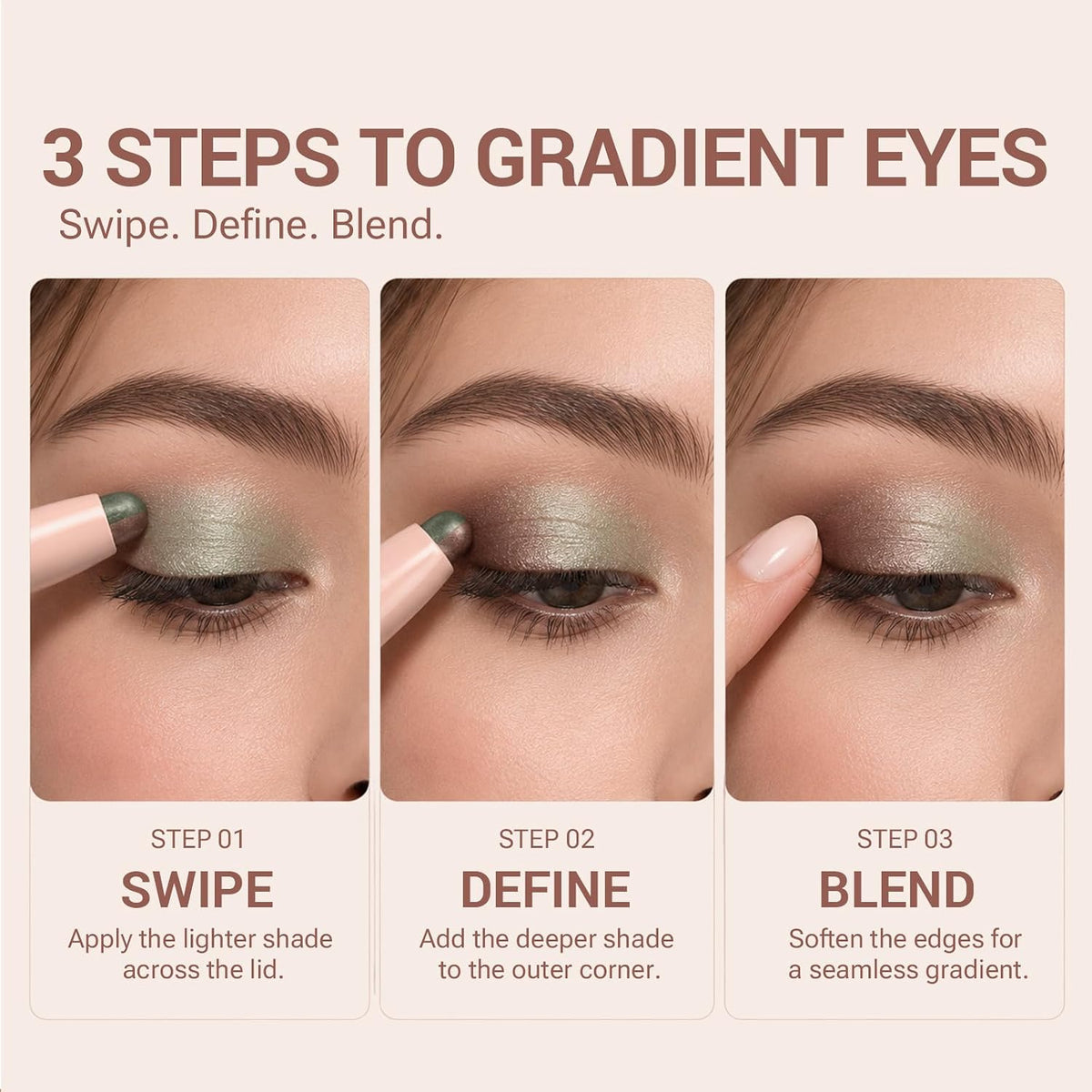 Eyeshadow Stick.Two Tone Glitter Eyeshadow Stick.Earthy Sage