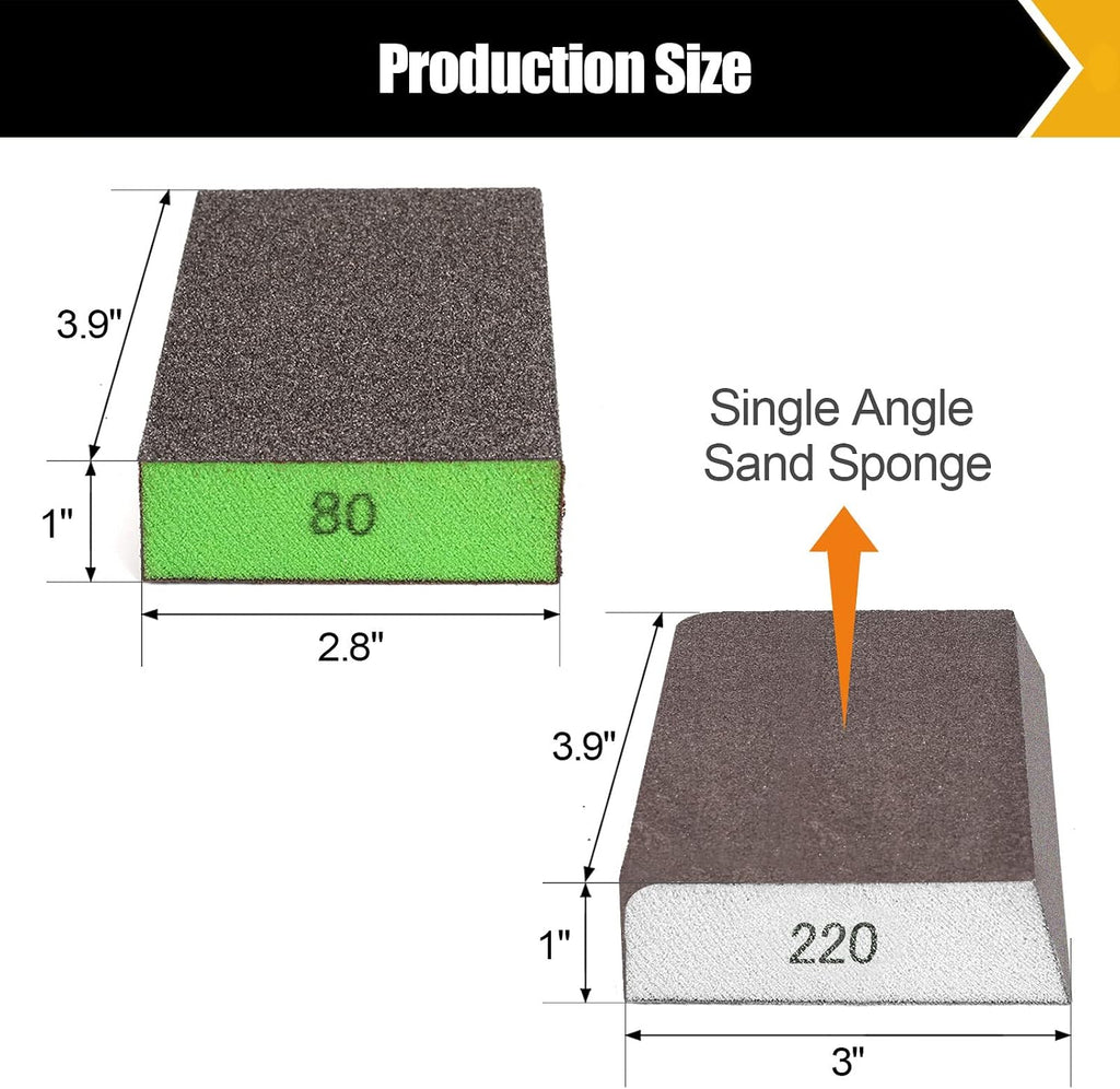10 Pcs Sanding Sponge Set, 220 Grit: 4 Pcs, 60/80/100/120/180 Grit: 2 Pcs Each, Washable & Reusable Sanding Block for