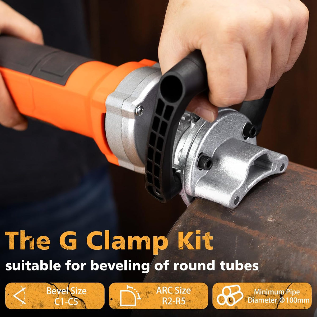 Handheld Chamfer Tool, Metal Chamfering Tool, for Trimming, Beveling, Deburring, 45 Degree Arc and Bevel, 850W 120V 60Hz, Model PT-100 (Machine)