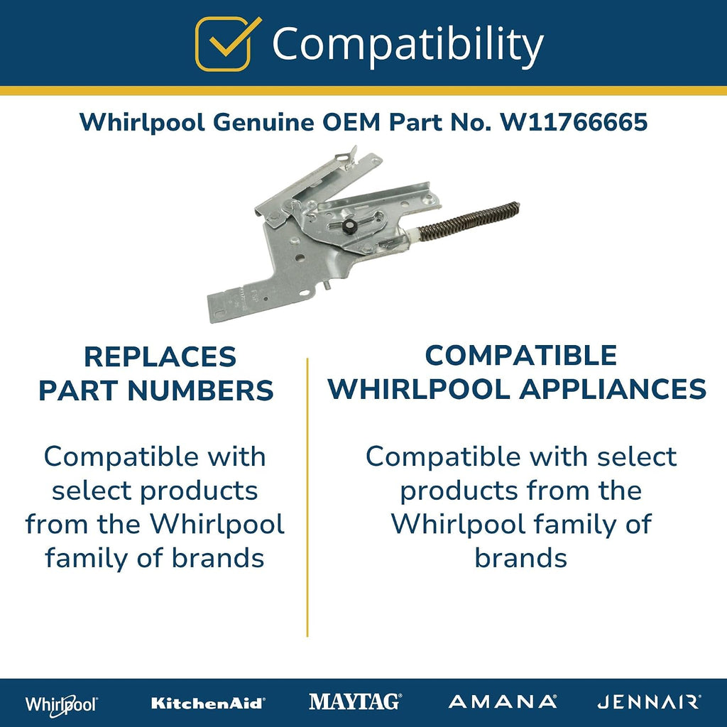 W11766665 Dishwasher Hinge Replacement for Whirlpool, Kenmore, KitchenAid, Maytag - Replaces W11721082, W11712996, W10920230, W11573702, W11662370