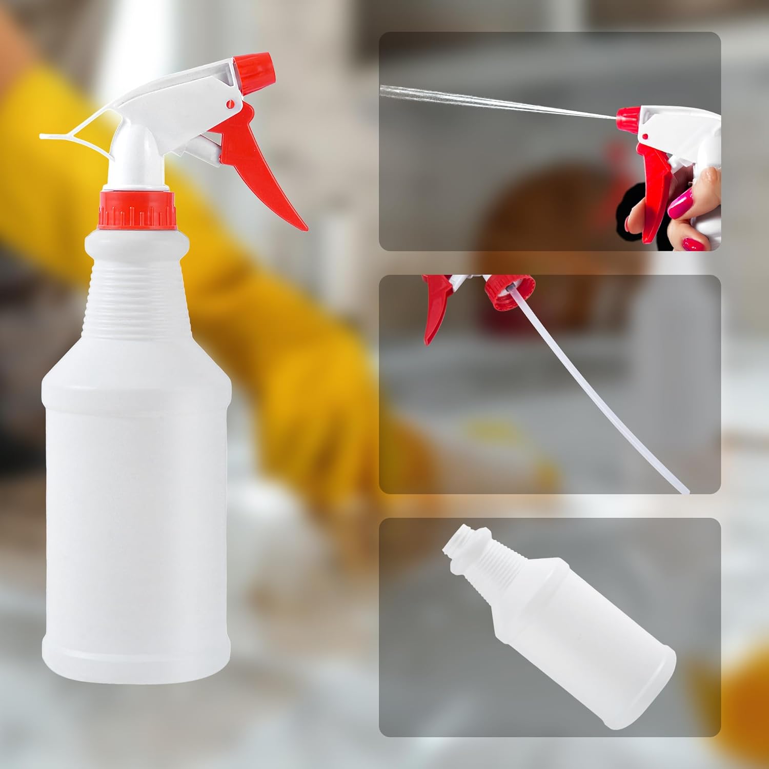 16 Oz Spray Bottle (12 Pack),Spray Bottles for Cleaning,Reusable Empty Refillable Solutions Plastic Bottle,Spray