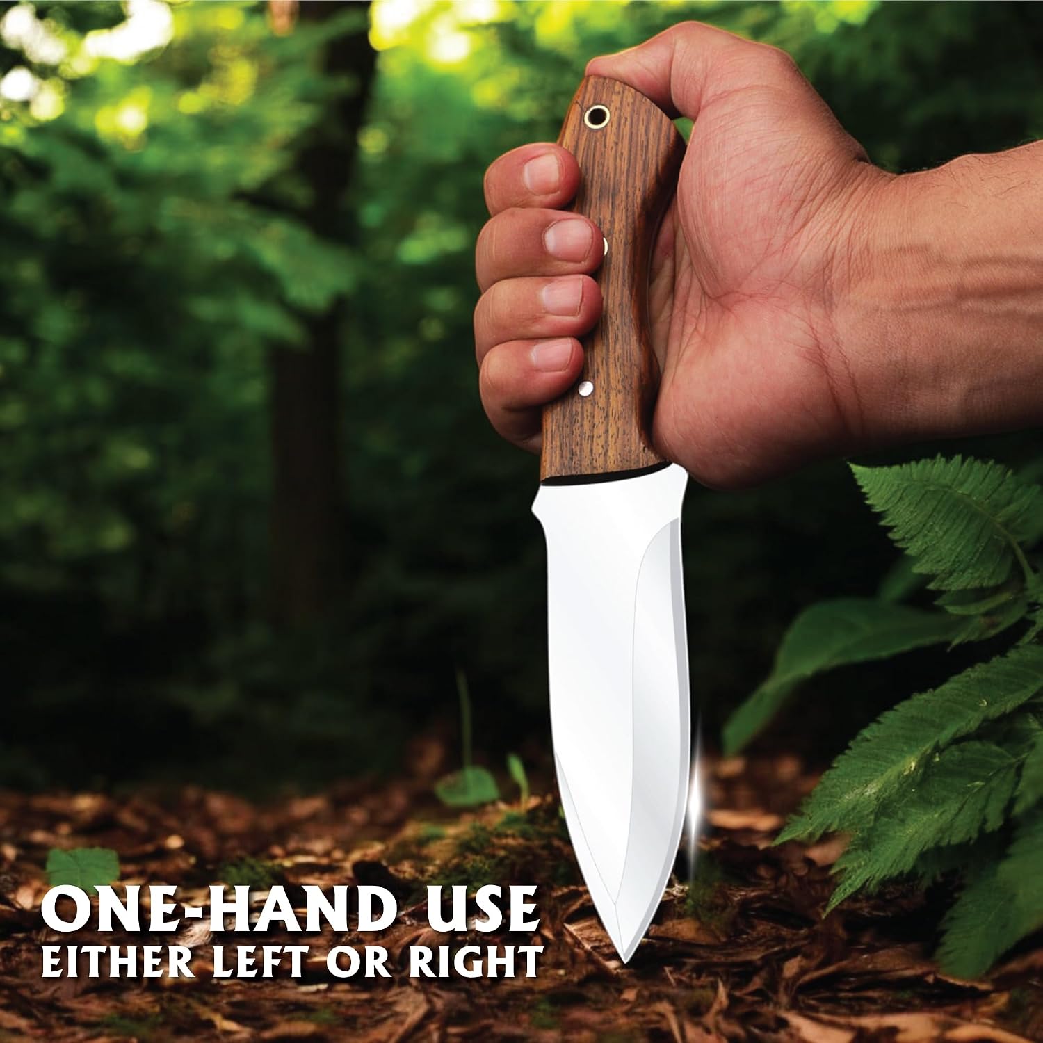 Fixed Blade Hunting Tracker Knife, Stainless Steel Blade Bushcraft Knife, Scout Carry Knives with Leather Sheath
