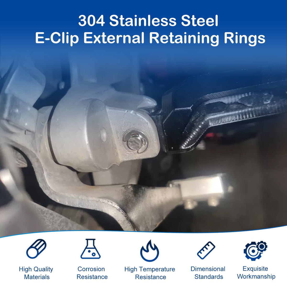 MroMax 300Pcs Stainless Steel E-Clip Assortment Kit, 10 Sizes M1.5 - M10