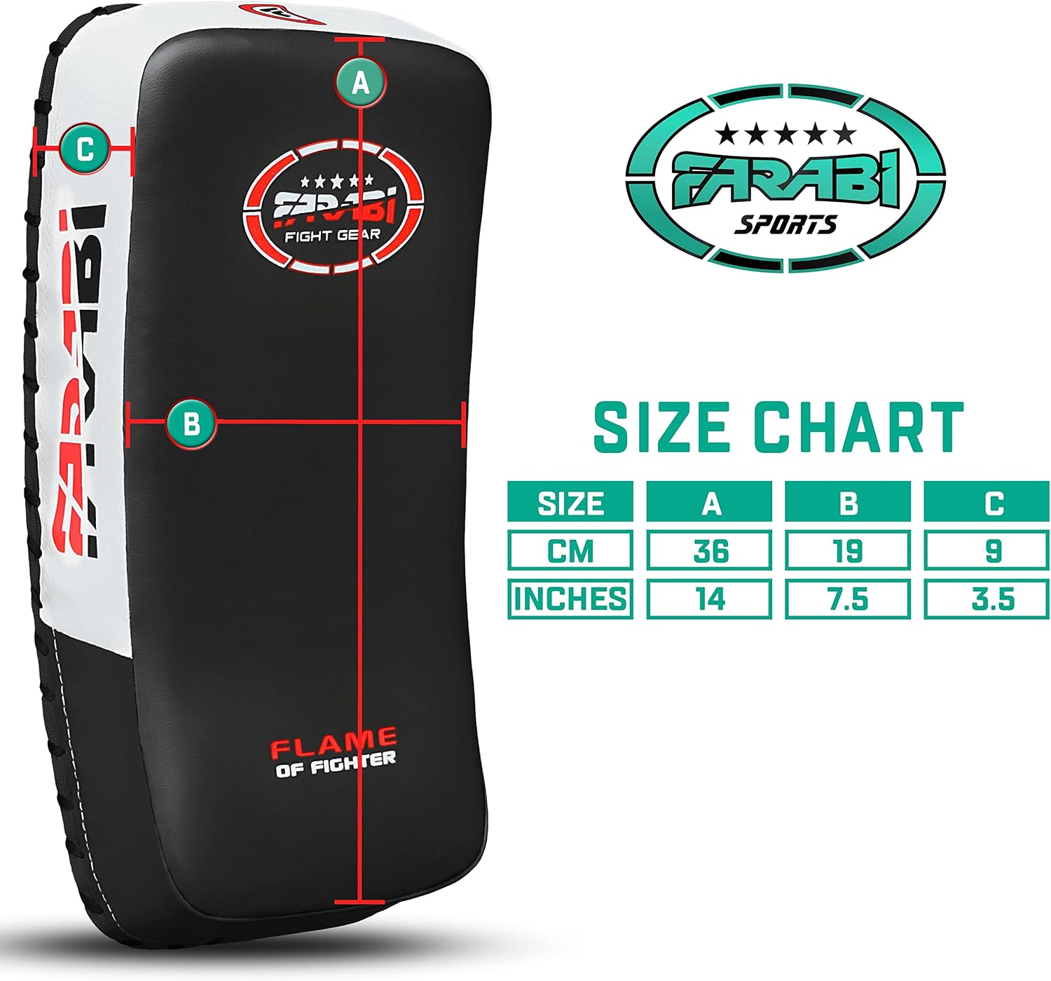 Farabi Thai Pad Training Kick Pad Curved Coaching Pad Kicking Mix Martial Arts x 1 Single Unit