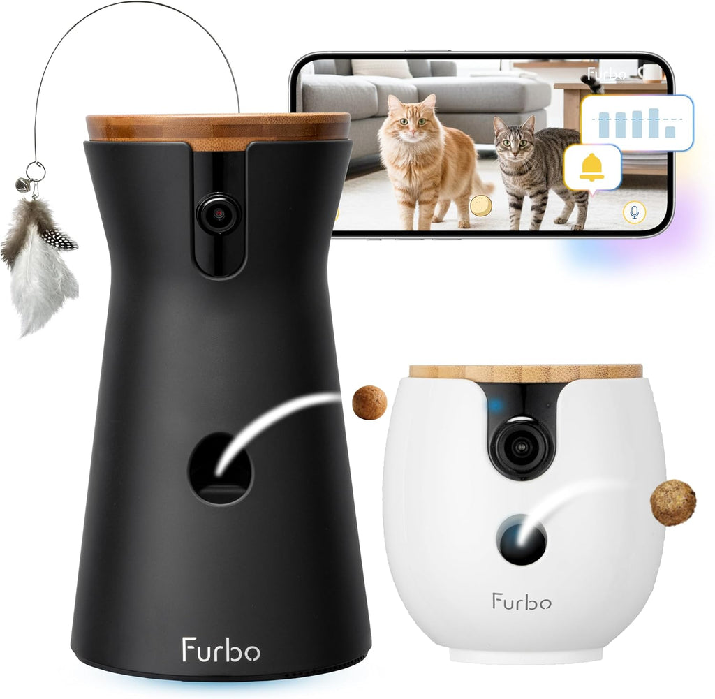 360° Cat Camera + Mini 360° Cam [New Subscription Required at Setup] 2-Camera Bundle Nanny Subscription: Cat Safety