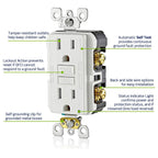 Leviton 20A-125V Extra-Heavy Duty Hospital Grade Tamper-Resistant Duplex Self-Test GFCI Receptacle, 20-Amp, GFTR2-HGW, White