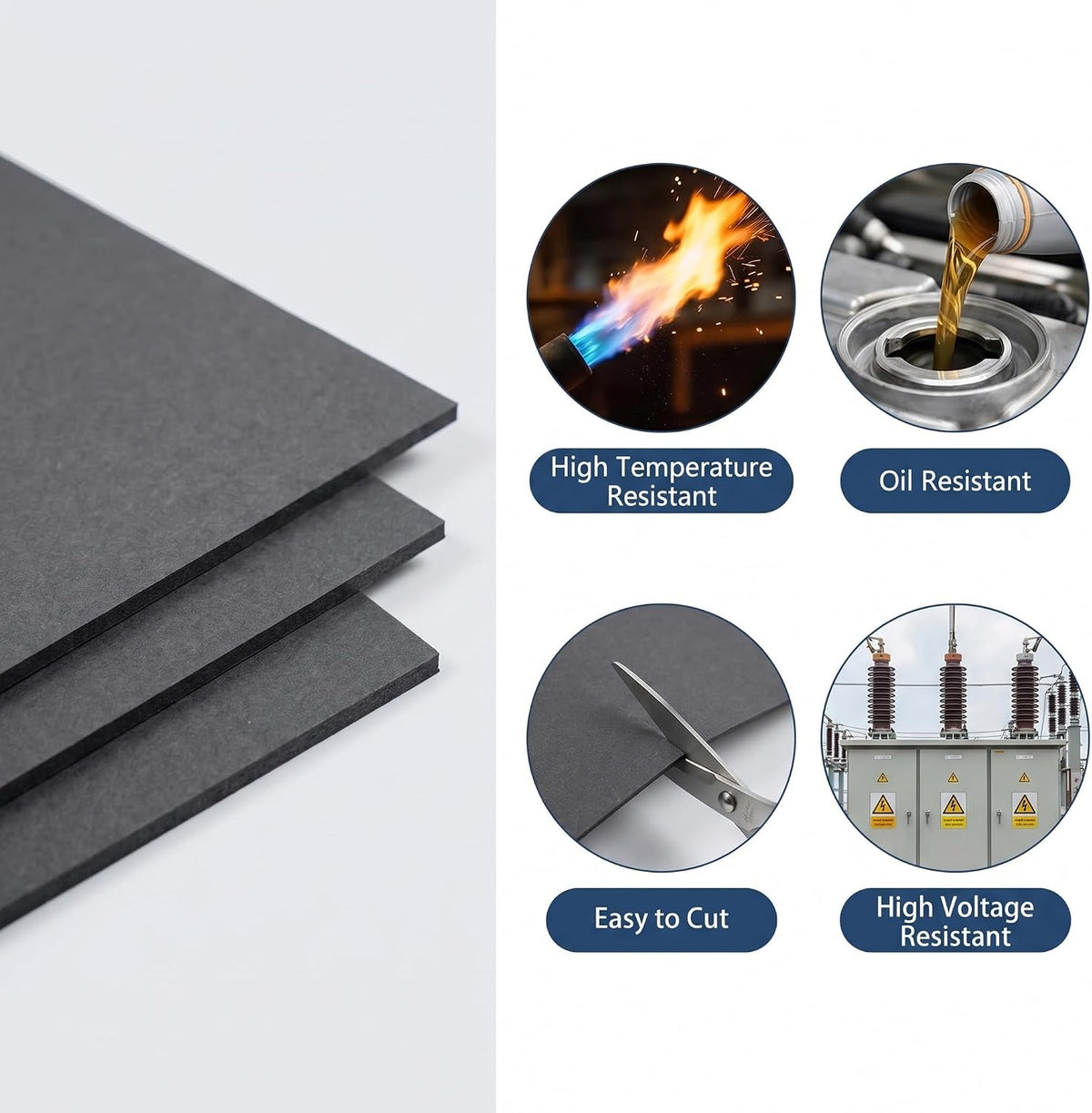 3PCS Non-Asbestos Gasket Material Paper Sheet-0.8mm/1mm/1.2mm