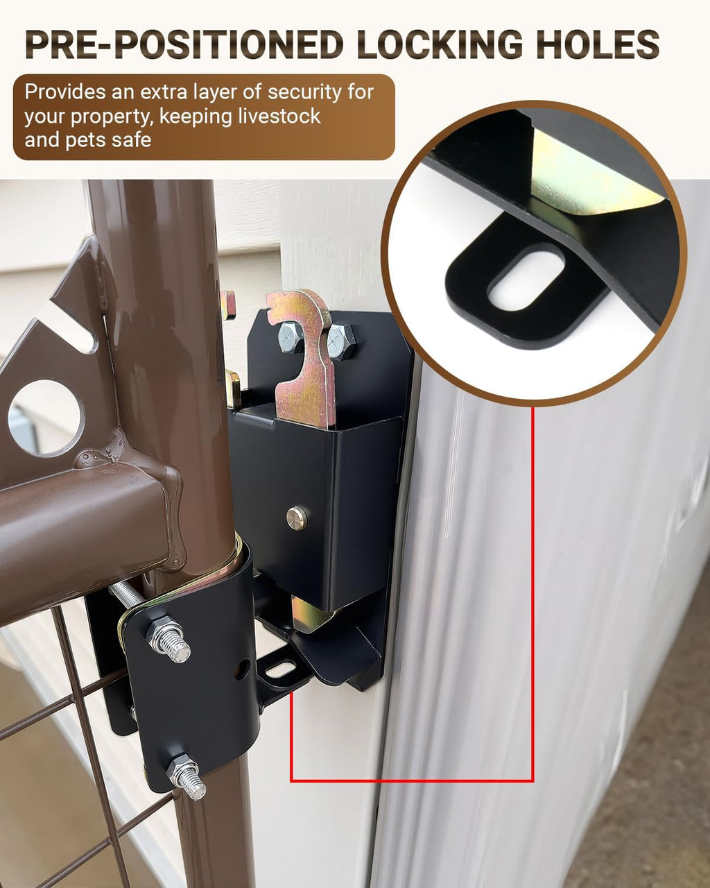 2 Way Farm Gate Latch, 2PC Heavy-Duty Fence Gate Latch with Self-Locking Nut, Black Livestock Gate Latch Compatible