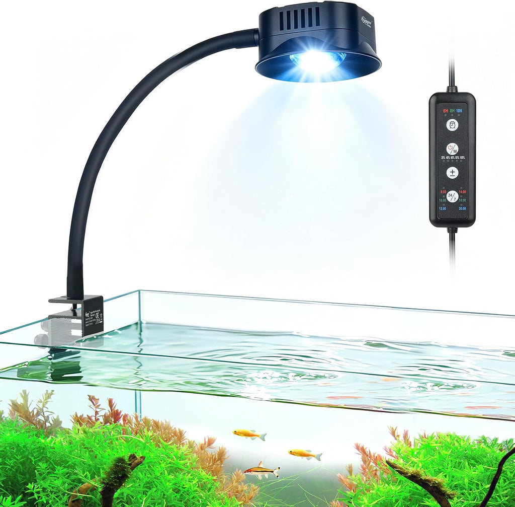 Clip On LED Aquarium Light, 24/7 Cycle Fish Tank Light with Timer